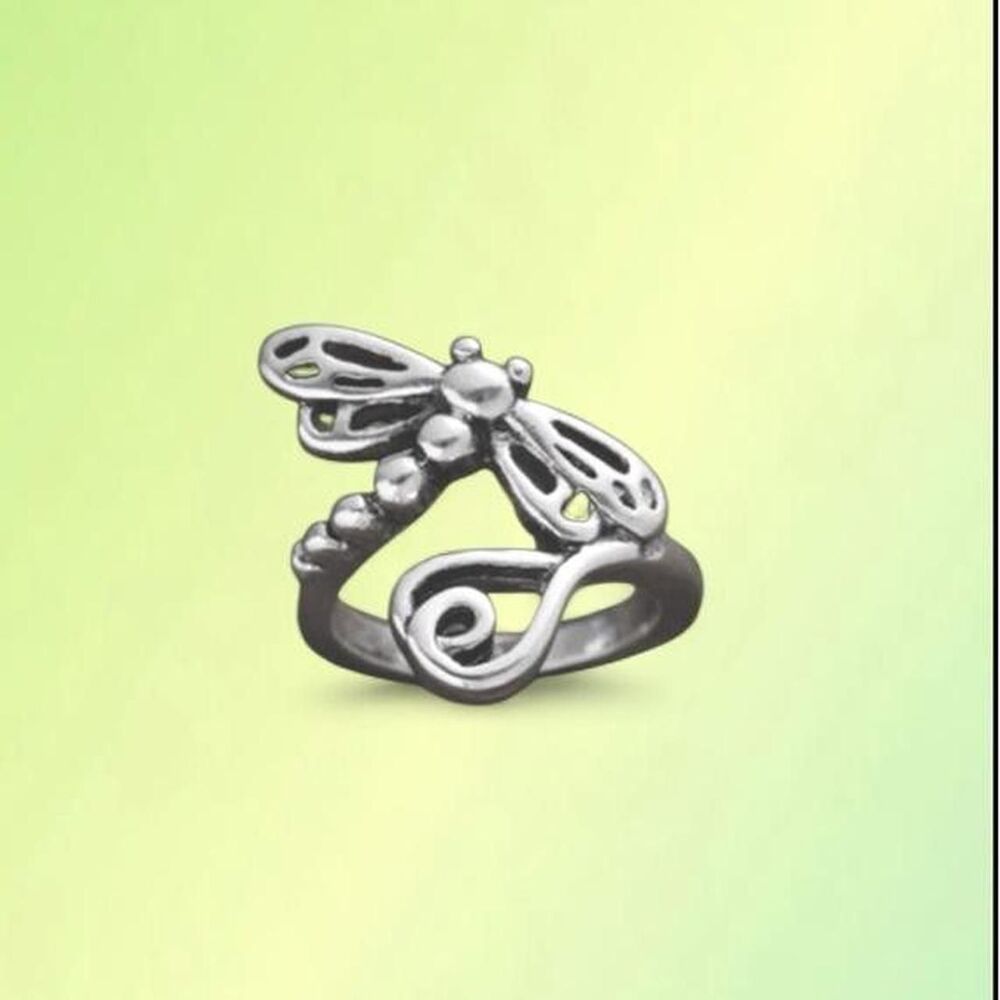 silver plated dragonfly ring